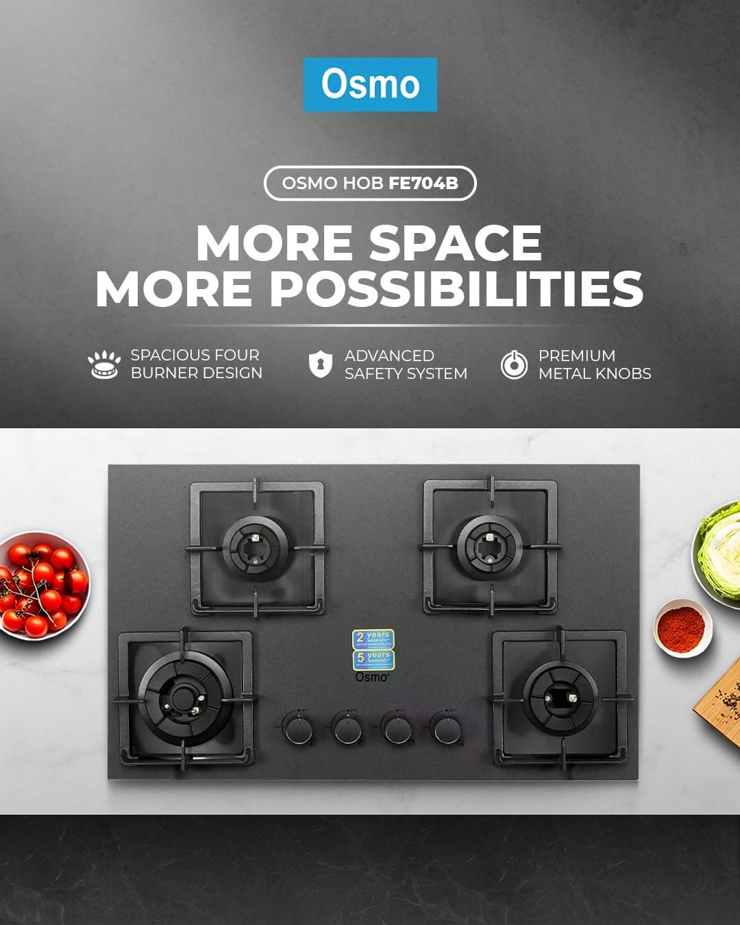Osmo FE704 B – 4 Burner Gas Hob