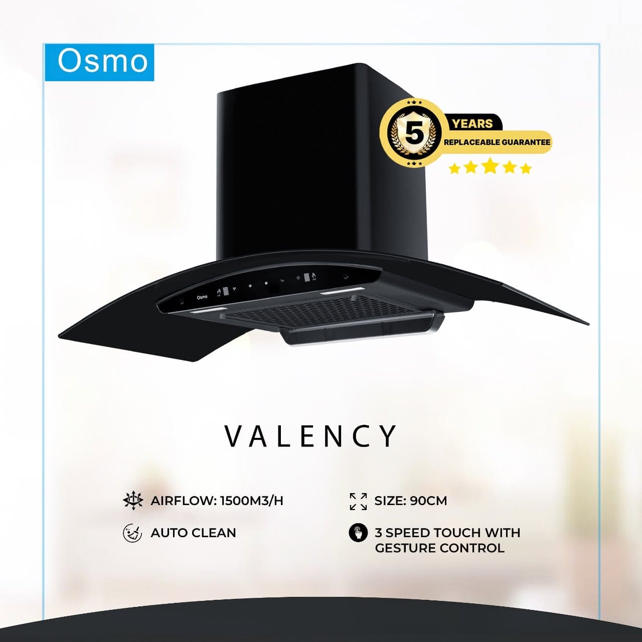 Osmo Valency Auto Clean Kitchen Chimney 90cm