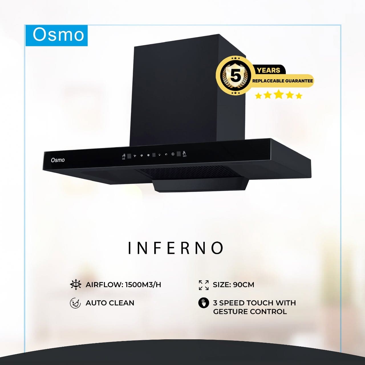 Osmo Inferno Auto Clean Kitchen Chimney 90cm