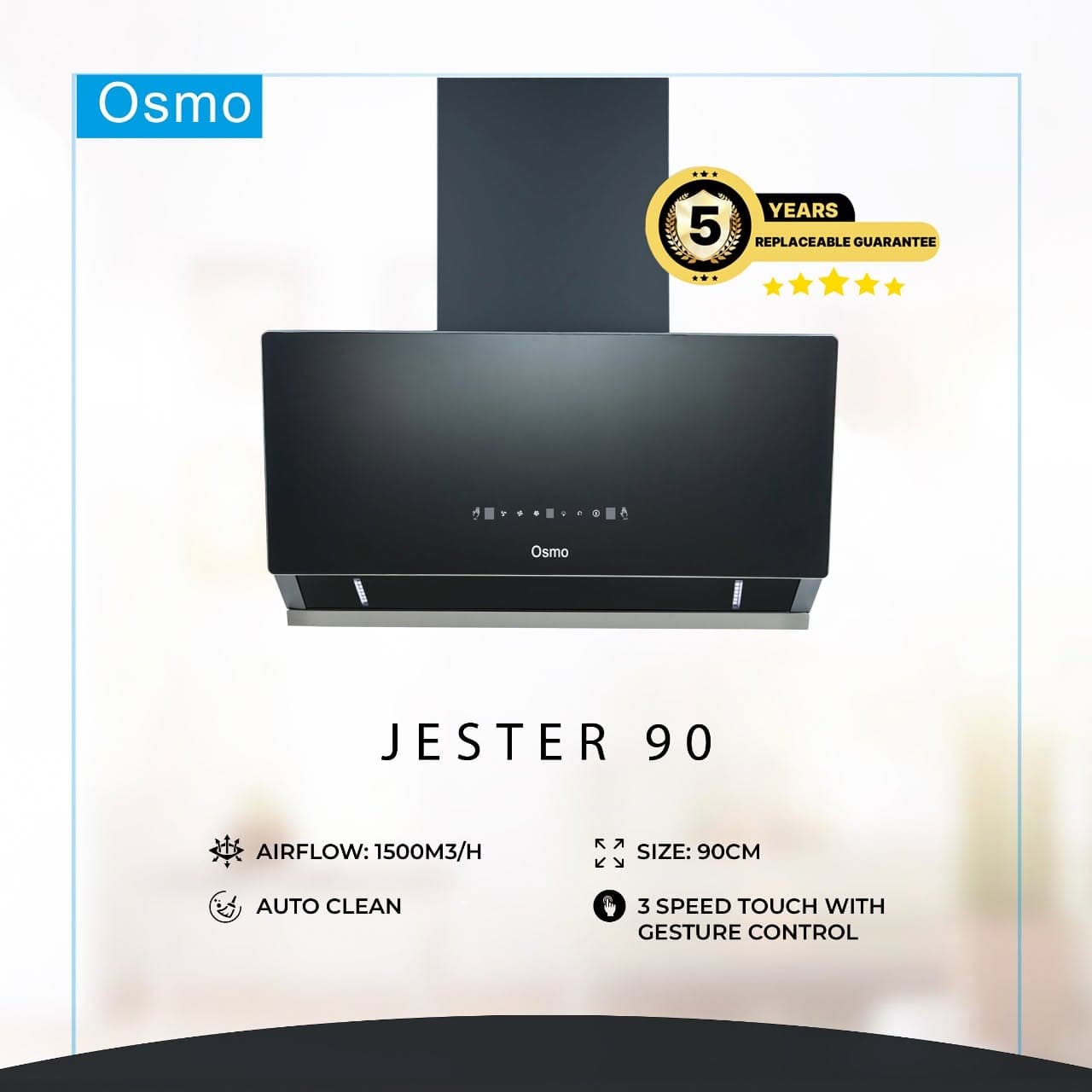 Osmo Jester Auto Clean Kitchen Chimney 90cm
